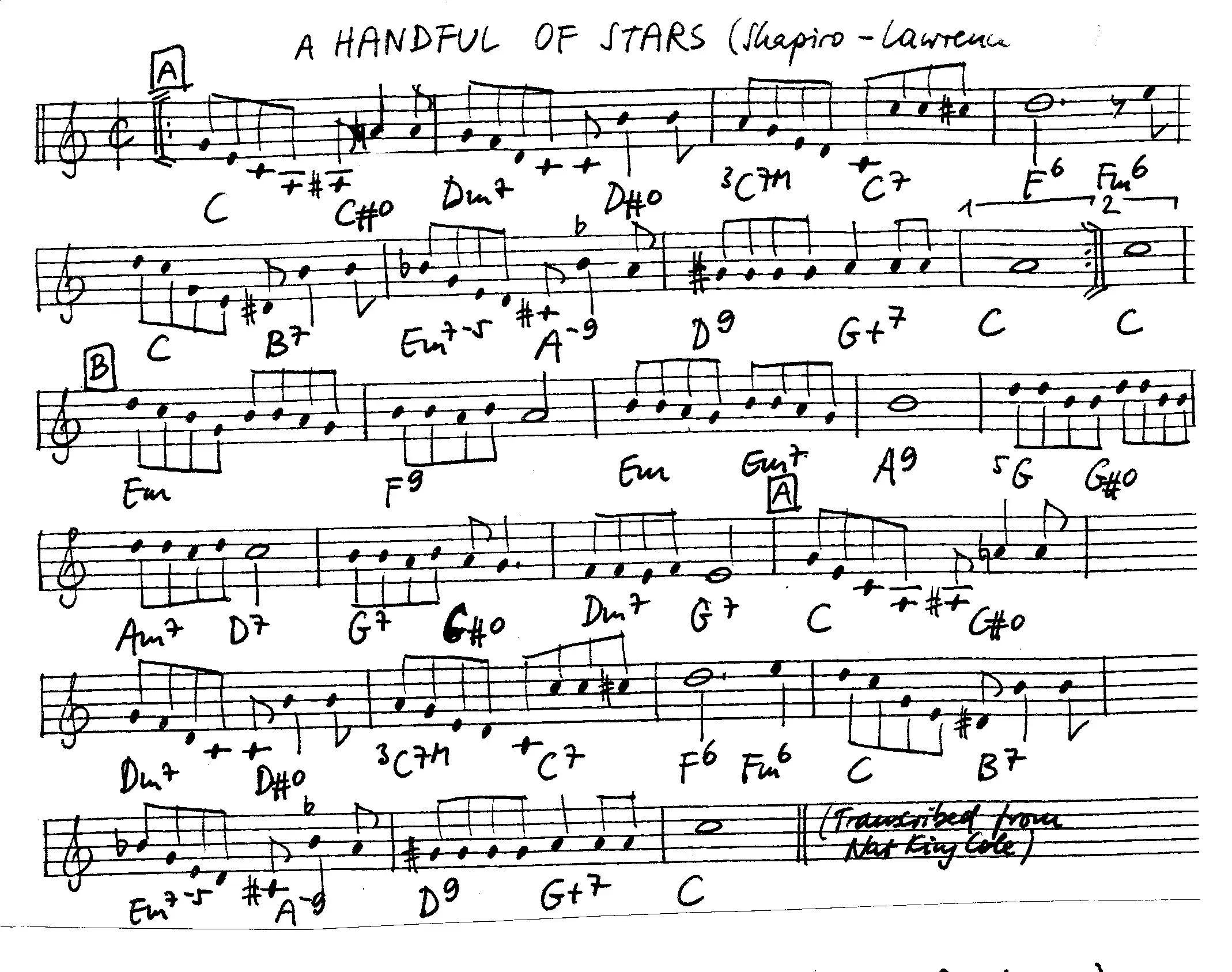 a handful of stars free jazz leadsheet - Courtesy of the Jungle Jazz Band